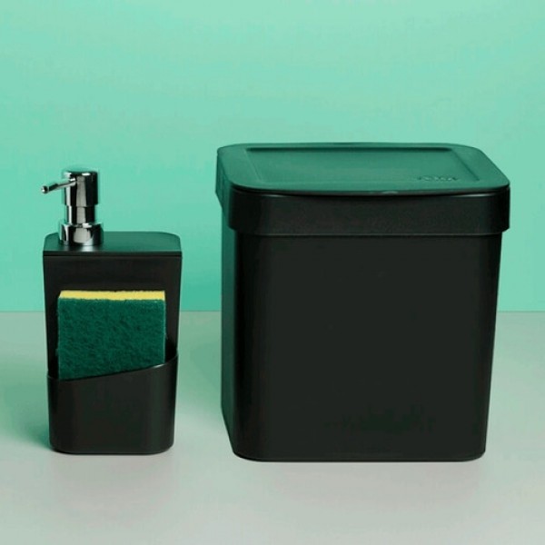 Utensílios De Cozinha Lixeira 4,7 L Porta Detergente Esponja Kit Pia
