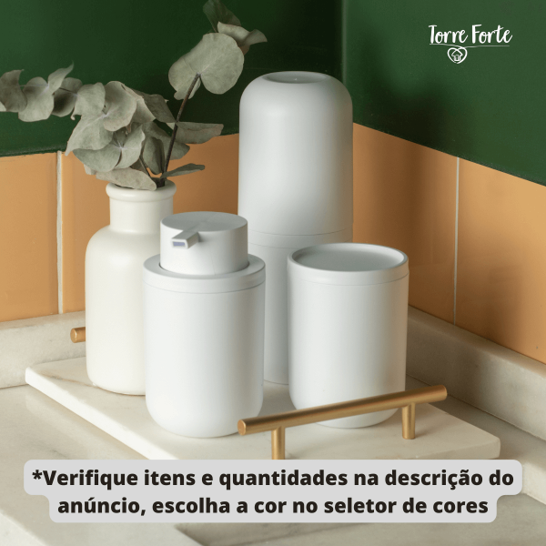 Kit Banheiro Lavabo Porta Sabonete Liquido Porta Escovas Bold