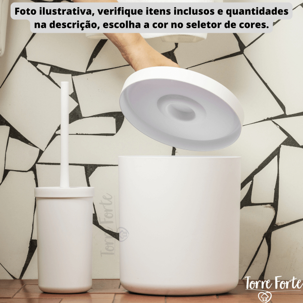 Kit Lixeira De Banheiro 6L Cesto De Lixo Escova Sanitária Bold