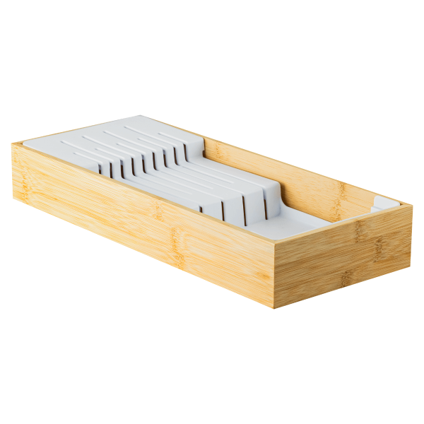 Porta Facas Organizador De Gaveta Suporte Para Facas Bambu - Bambu