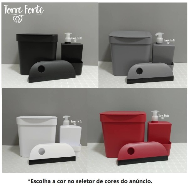 Kit Pia de Cozinha Organizador Porta Detergente e Lixeira de Bancada Trium  Ou - Magazine Gerais