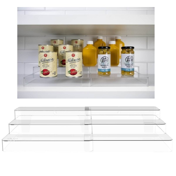 Organizador De Armário Cozinha Extensível 3 Níveis Clear - Natural