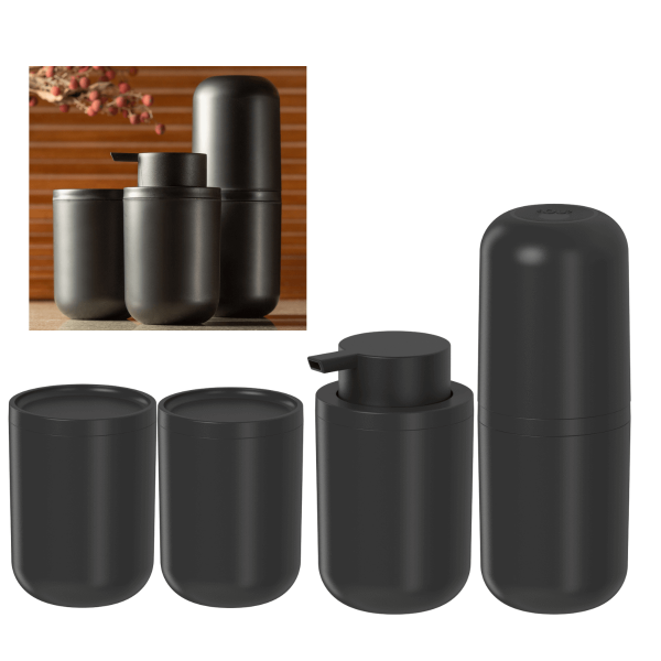 Kit Banheiro Porta Sabonete Liquido Escova De Dente Algodão Cotonete Bold