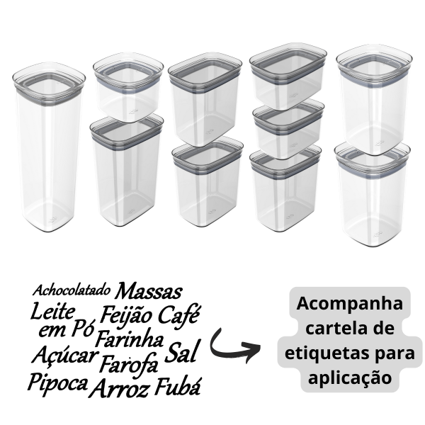 Kit Com 10 Potes Herméticos Luciany Subira
